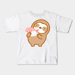 Cute Shrimp Sushi Sloth Kids T-Shirt